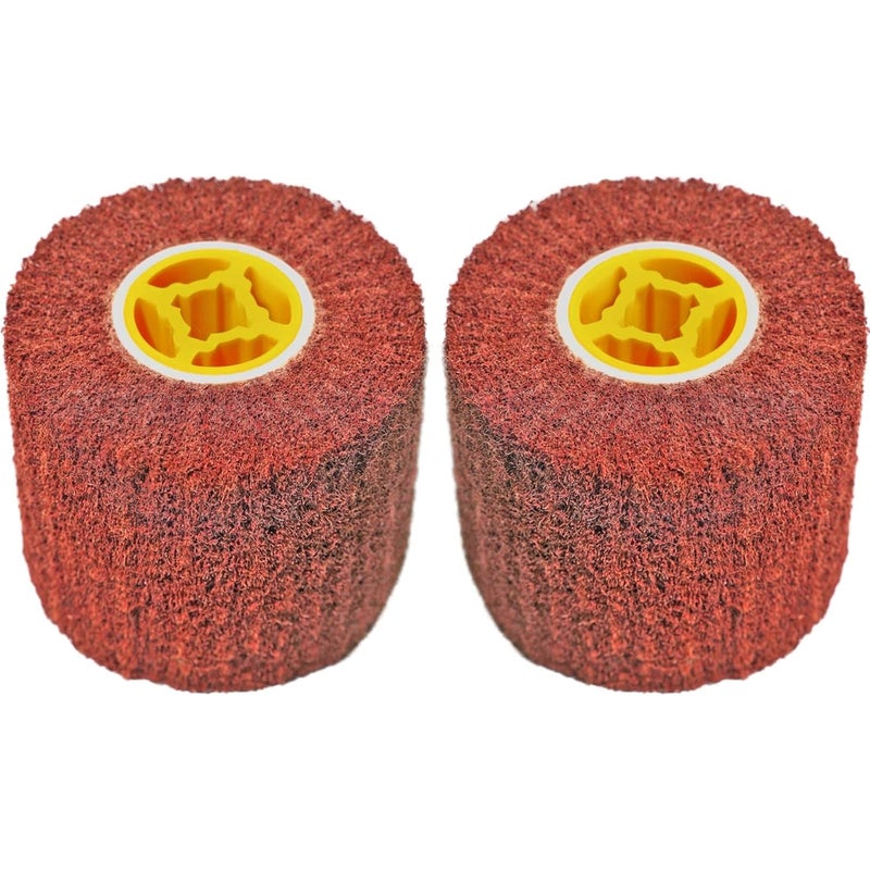 JONAS C 2 Pcs Burnishing Wheel 60 Grit Stripping Drum, 4.7" x 4" Abrasive Drawing Wheel Drum, Surface Conditioning Tool Drum for Metal, Wood, Plastic - Image 2